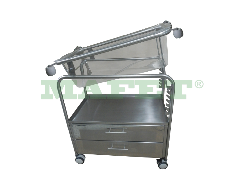 Cama Neonato INOX Mecánica con Trendelenburg M-102-INOX