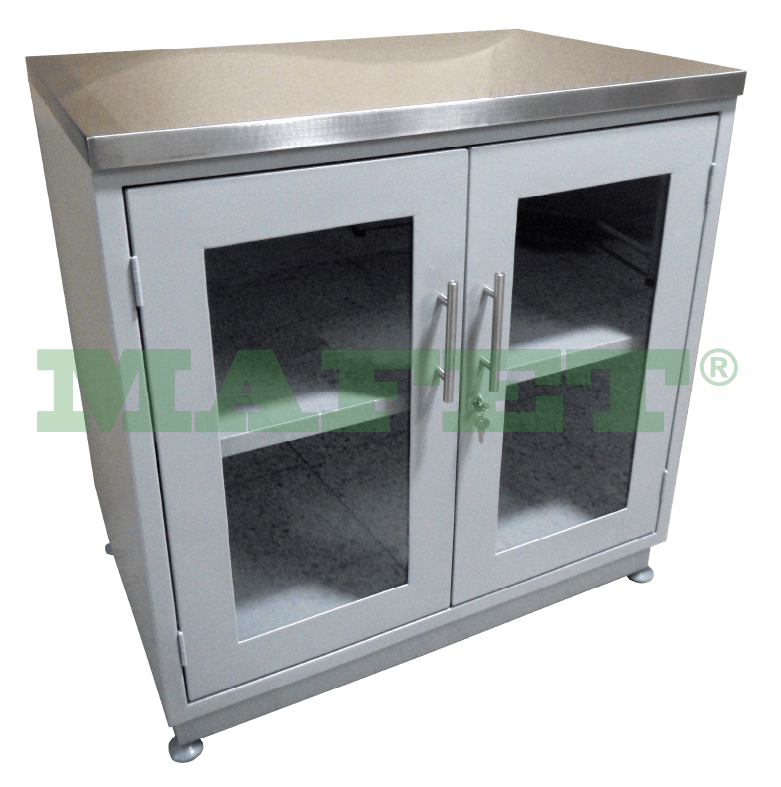 Mesa para balanza con gabinete en vidrio M-162 - Industrias Medicol